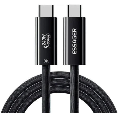 Кабель Essager ES-X62 Type-C to Type-C USB4 Gen3 40Gbps 240W 8K